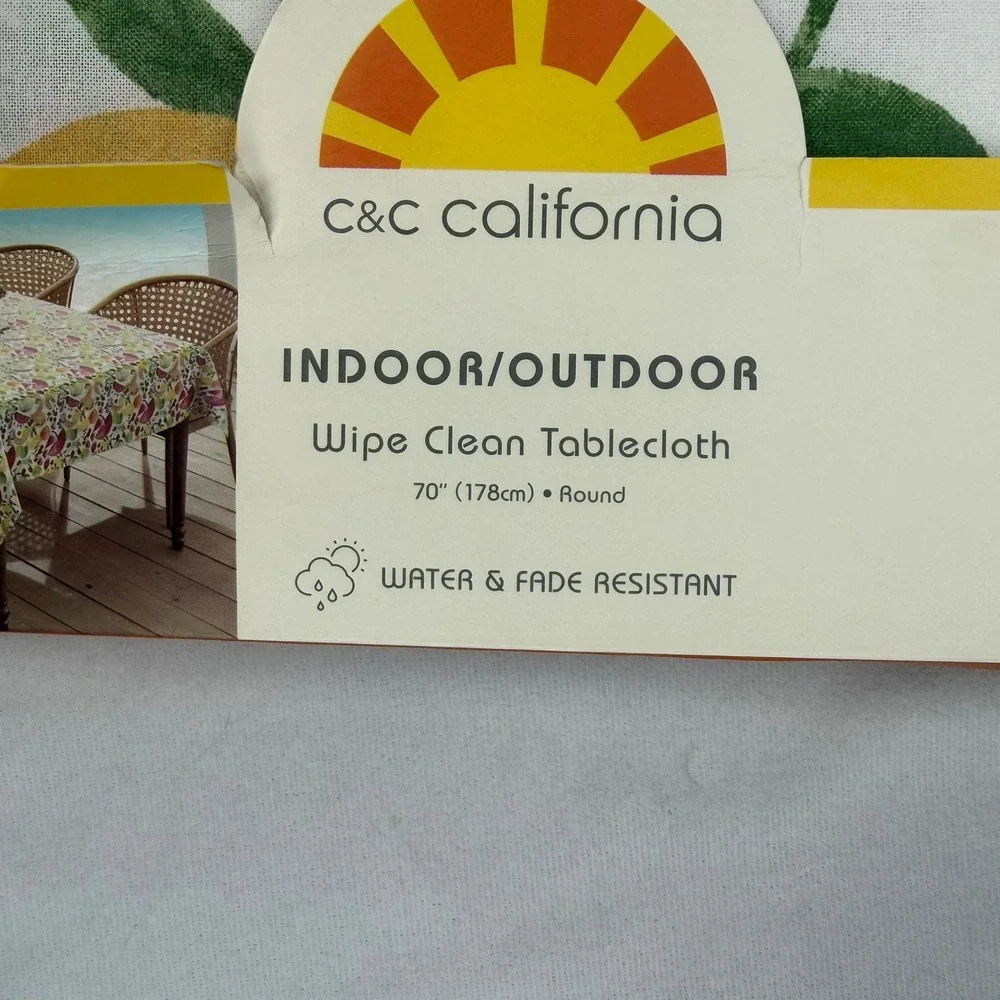 C&C California Fruit Print Round Tablecloth 70 Inch Indoor Outdoor Wipe Clean